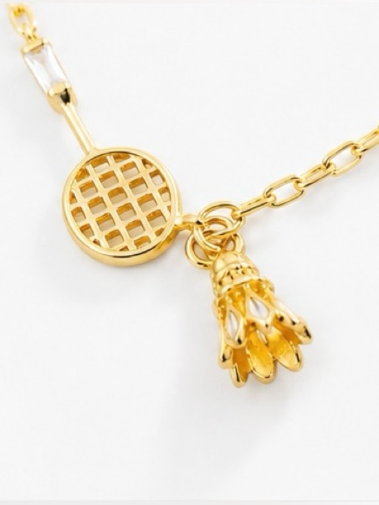 Anthropologie Jewelry - Anthropologie Gold Badminton Racket Charm Necklace NWT 
🎾✨